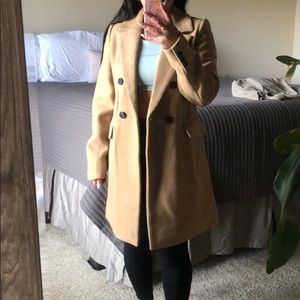 stradivarius double button mid length coat